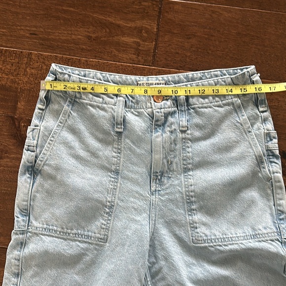 We The Free Major Leagues Mid-Rise Cuffed Jeans Sz 28 Wide Leg Light Stone - Picture 6 of 7